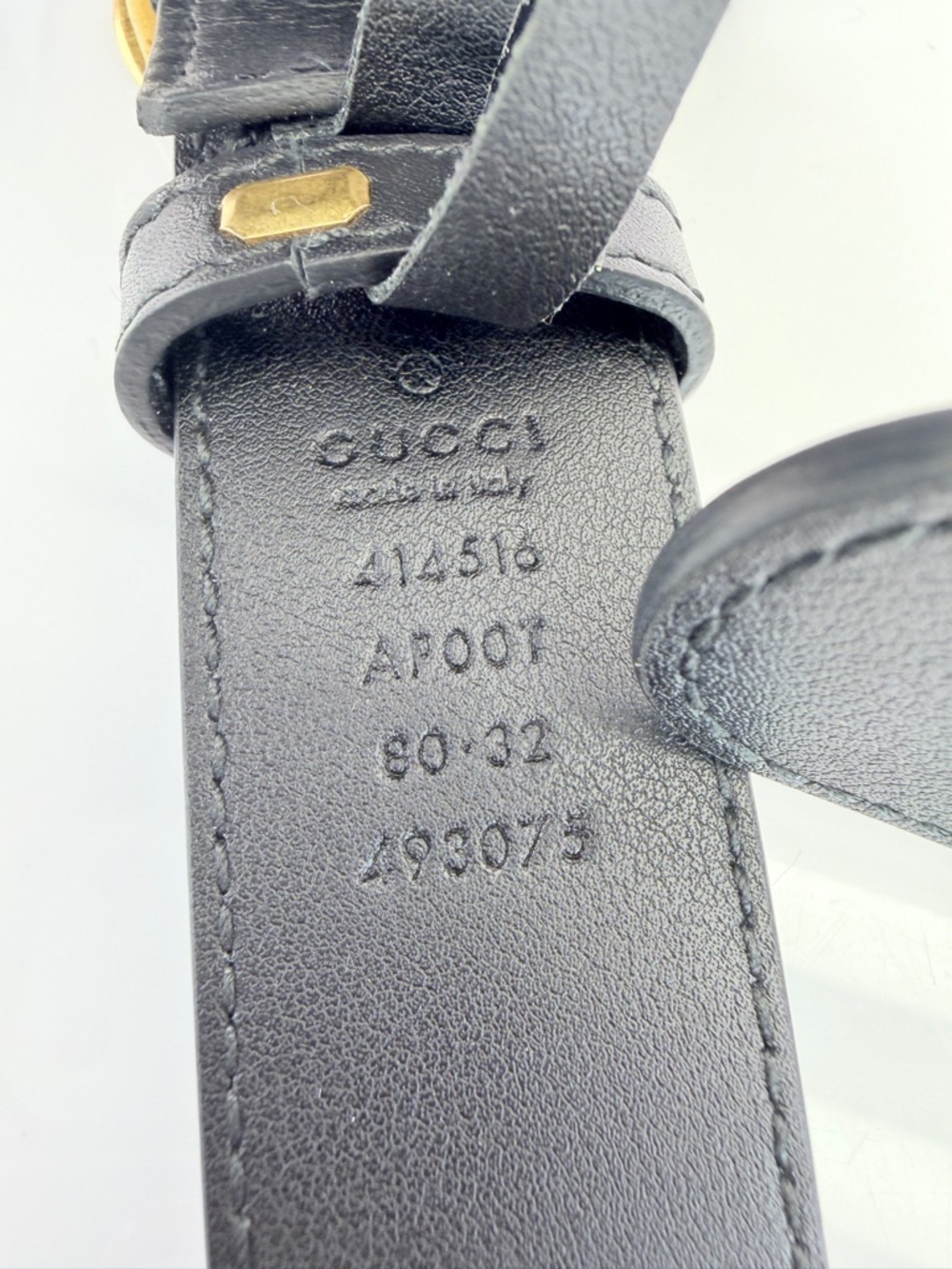 Authentic Gucci Slim Leather Marmont Gg Double Mens Belt Black 80/32” 414516 - Picture 8 of 11